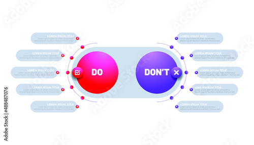 Circle Round Dos and Don'ts, Pro and Cons, VS, Versus Comparison Infographic Design Template