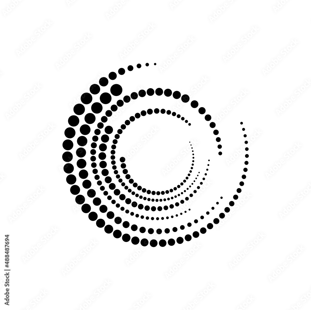 Comic circle, dotted border halftone frame circle in black and white ...