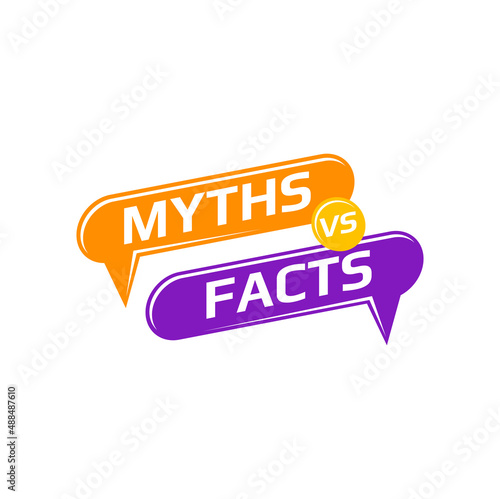 Truth and false badge, myths versus facts isolated header design. Vector untruth, superstition evidence reality show badge, rumor dishonest news. Disbelieve quiz header, truth or lie quiz, fake proof