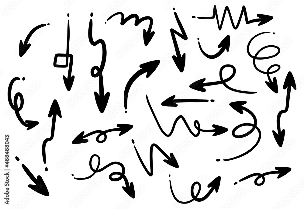 Set of arrows in different directions on white background Set of arrows in different directions on white background
