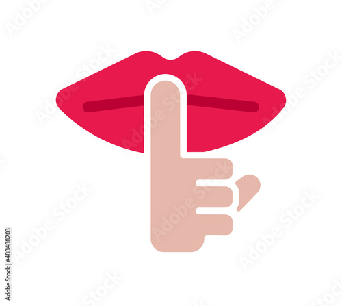 Secret, mute, silence, quiet vector icon illustration