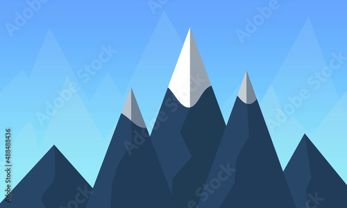 Modern Maintain illustration. tringle Mountains hills with peak and snow on blue sky abstract 