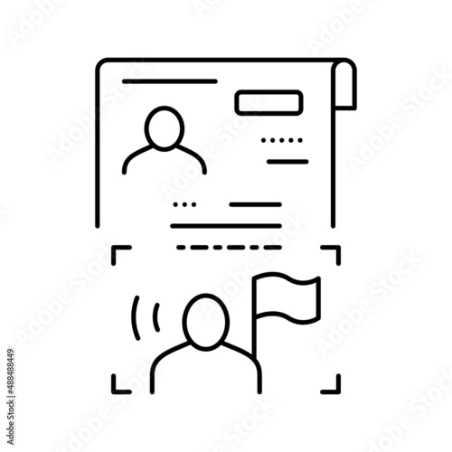 visa as political asylum line icon vector illustration