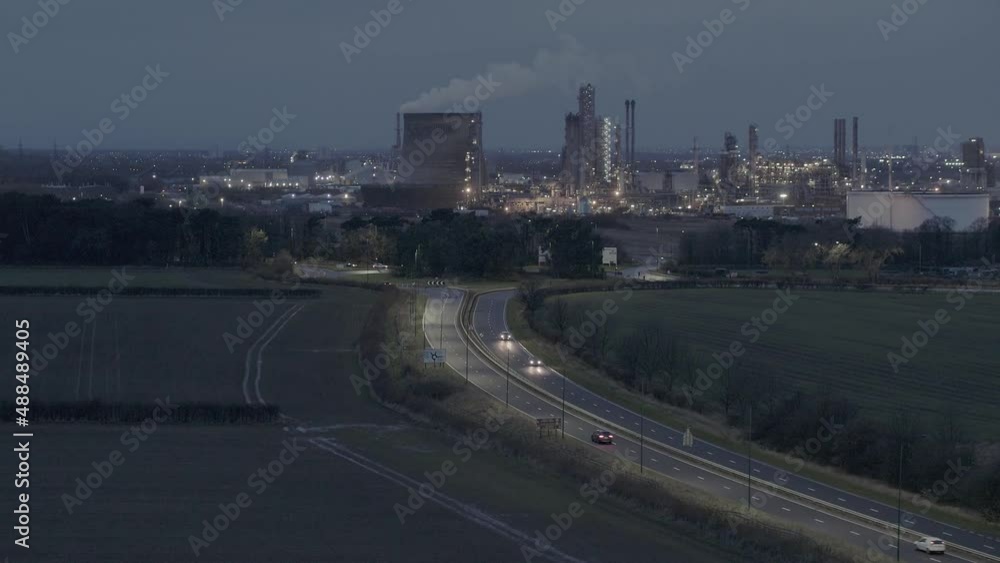 Wilton International chemical site, Sembcorp, early morning rush hour aerial drone footage with movement elevating over Wilton Plant Teesside Sabic CLIP 2 Wilton International chemical site, Sembcorp, early morning rush hour aerial drone footage with movement elevating over Wilton Plant Teesside Sabic CLIP 2