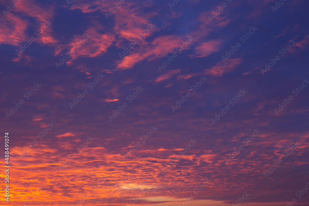 beautiful dramatic sky with clouds at sunset