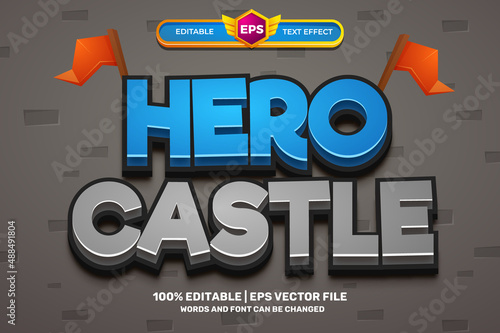 hero castle comic cartoon movies Bold 3D Editable text Effect Style