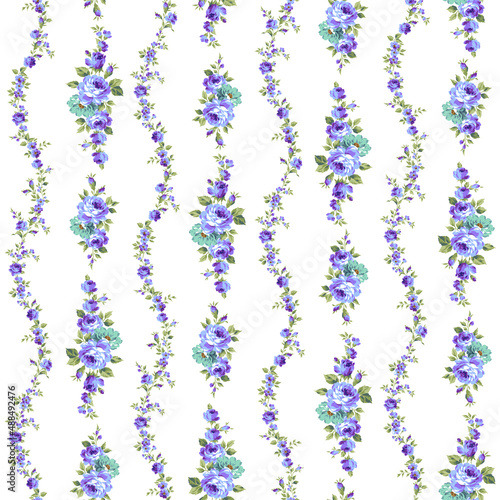 Beautiful rose vertical stripe seamless pattern,