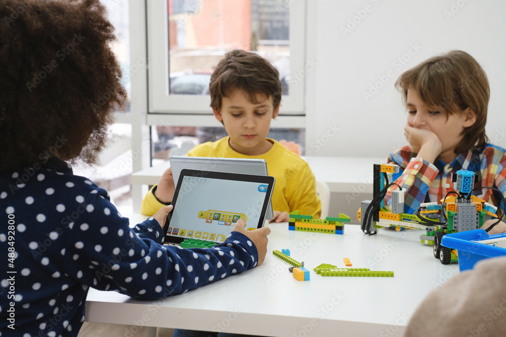 Students In School Computer Coding Class Building And Learning To ...