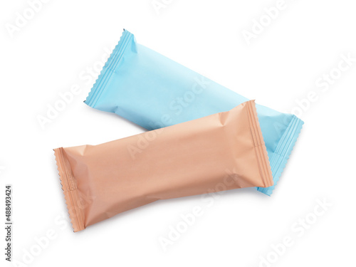 Chocolate bars wrappers isolated