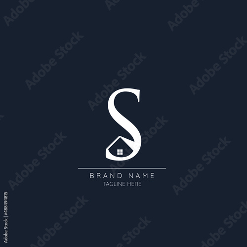 Minimalist creative letter S incorporates with the house logo.