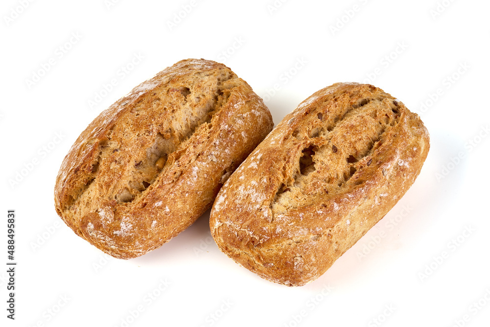 Crispbread rolls, isolated on white background.