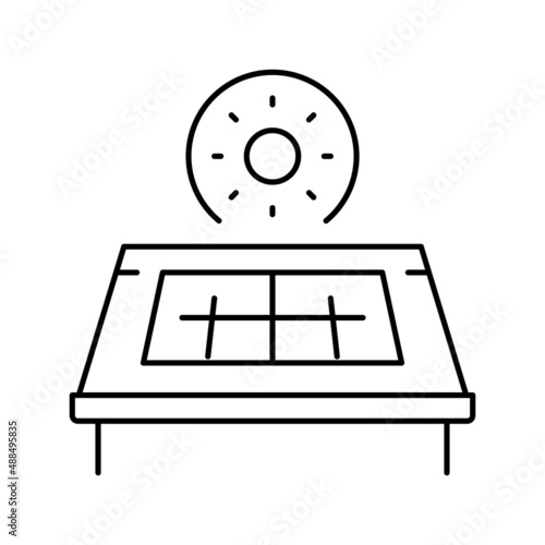 solar panel installation line icon vector illustration