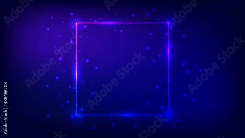 Neon square frame with shining effects © dniprodd