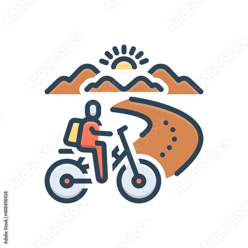 Color illustration icon for touring tourism