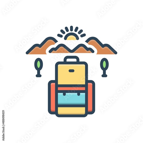 Color illustration icon for touring