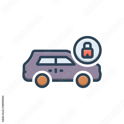 Color illustration icon for locking theft 