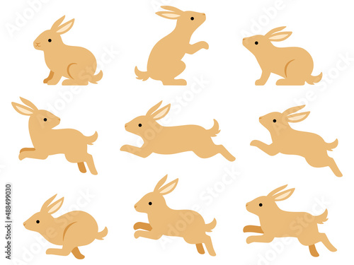 茶色いウサギのイラストセット