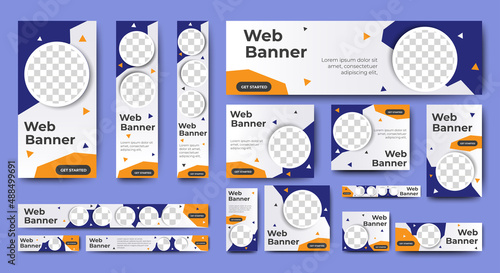 Business banner design web template Set, Horizontal header web banner. Blue and White. cover header background for website design, Social Media Cover ads banner, flyer, invitation card