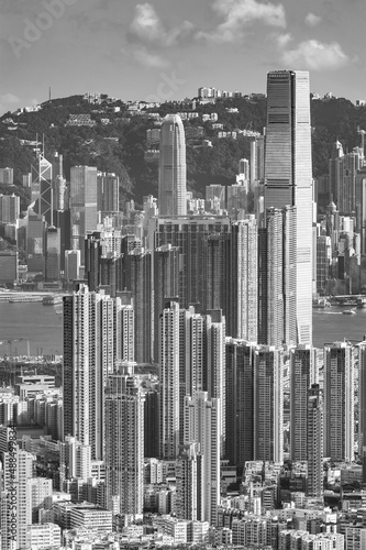 Aerial view of downtown district of Hong Kong city