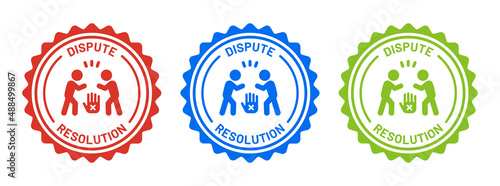 Print op canvas Dispute resolution badge vector icon symbol isolated on white background