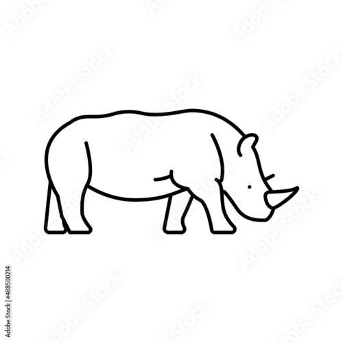 rhino animal in zoo line icon vector illustration