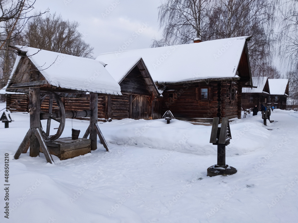 old wooden houses in a small village old wooden houses in a small village