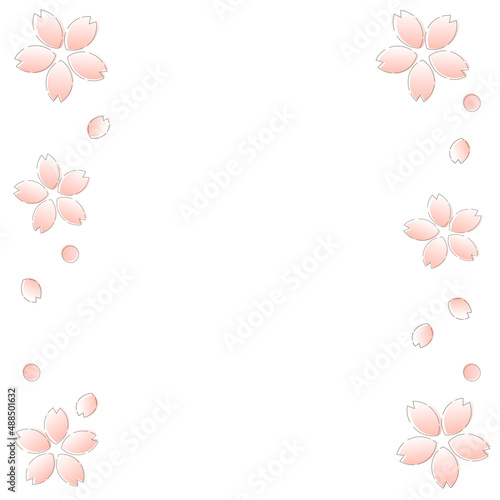 Fototapeta Naklejka Na Ścianę i Meble -  Cute and simple spring fluffy cherry blossom frame