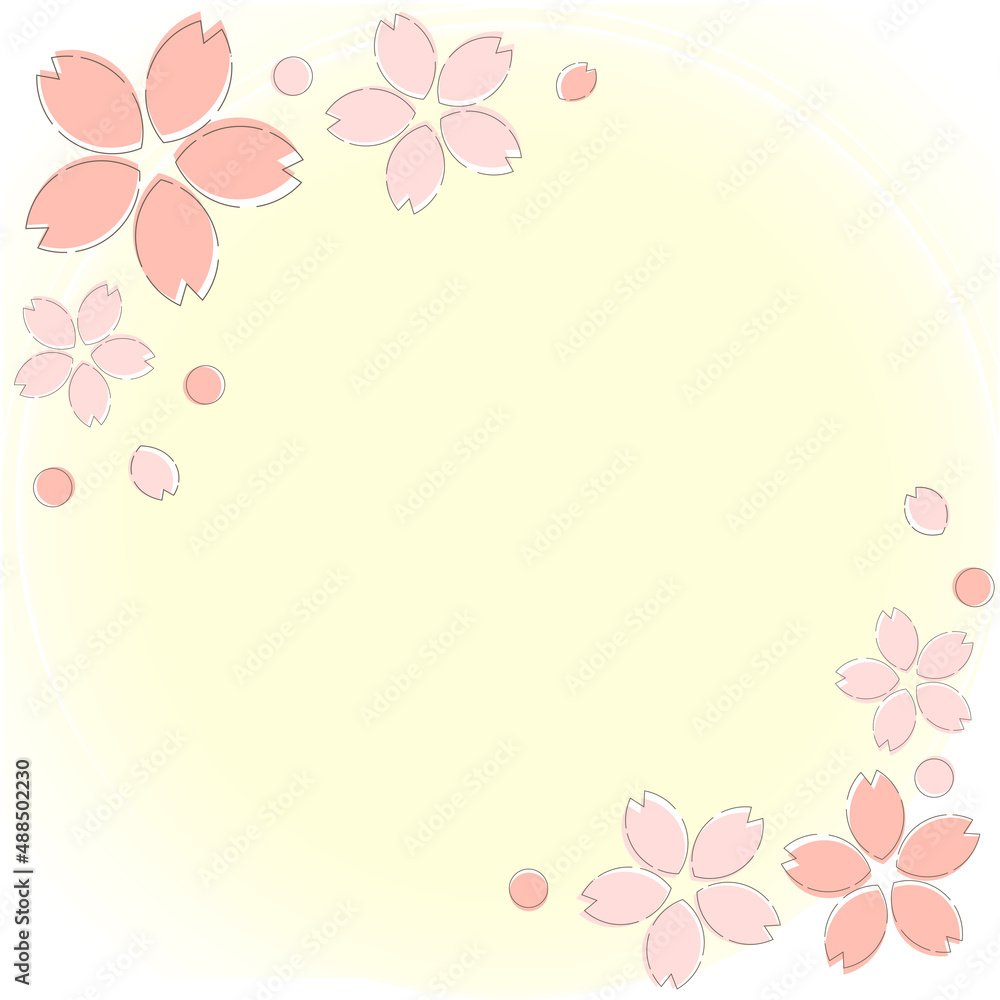 Cute and simple spring fluffy cherry blossom frame