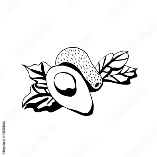 black and white picture with avocado
