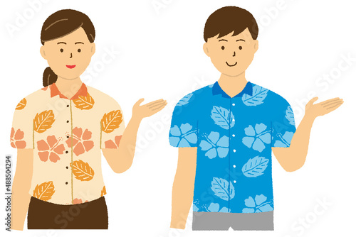 誘導する沖縄の若い男女