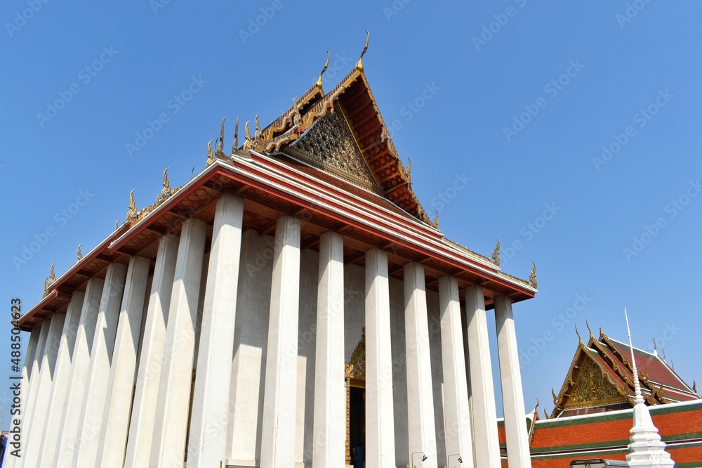 Temple hall of Wat Saket. Is the place of the Golden Meditating Buddha statue. Located in Bangkok, THAILAND.