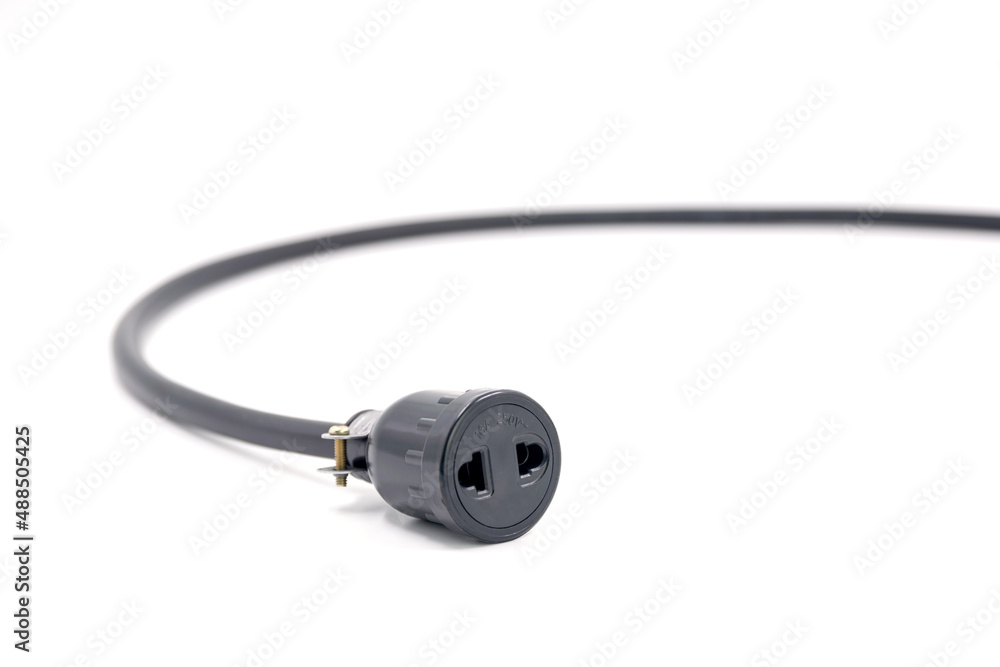 Female electrical plug connecter with VCT cable isolated on white background. Female electrical plug connecter with VCT cable isolated on white background.