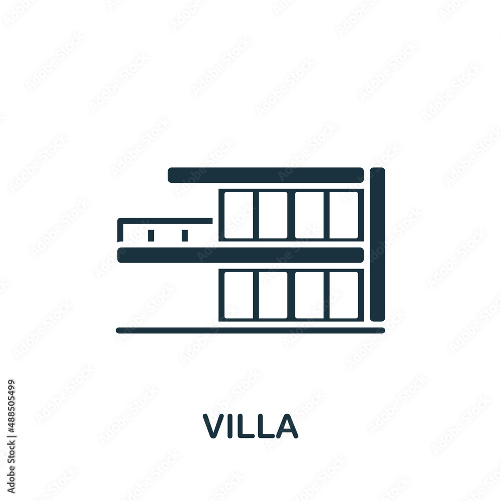 Villa icon. Monochrome simple icon for templates, web design and infographics Villa icon. Monochrome simple icon for templates, web design and infographics
