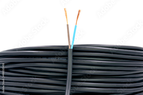 Fototapeta Naklejka Na Ścianę i Meble -  2 cores PVC insulated electrical cable suitable for wiring in machines and making extension cords.