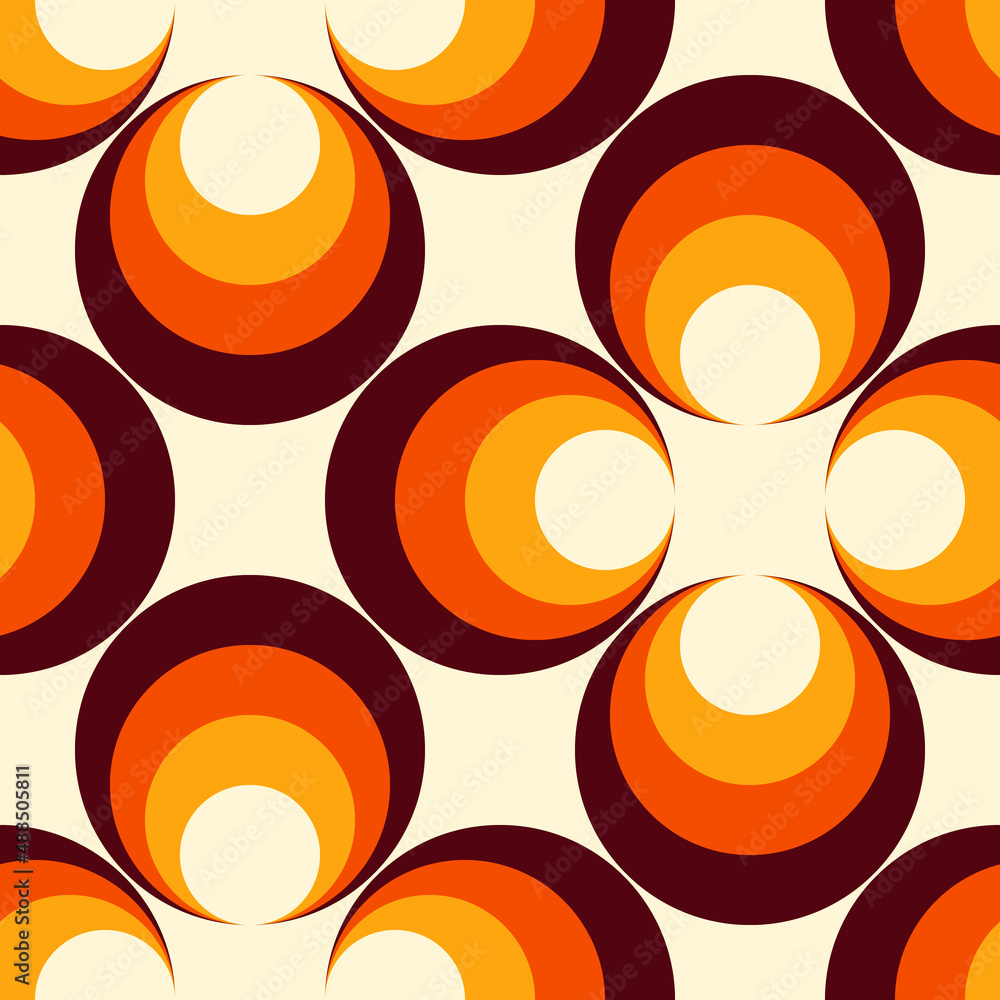 Midcentury modern style seamless pattern. Vintage vector background