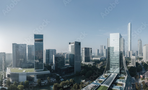 Aerial photography of office building of Suzhou East Lake International Financial Center