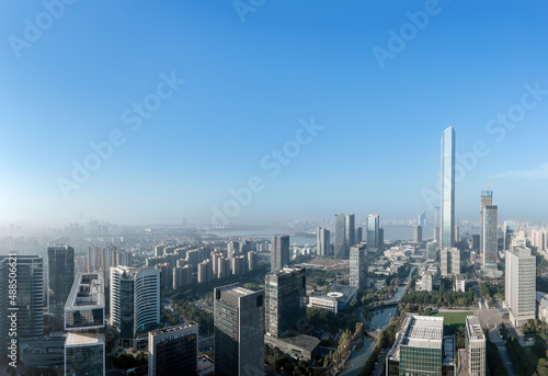 Aerial photography of office building of Suzhou East Lake International Financial Center