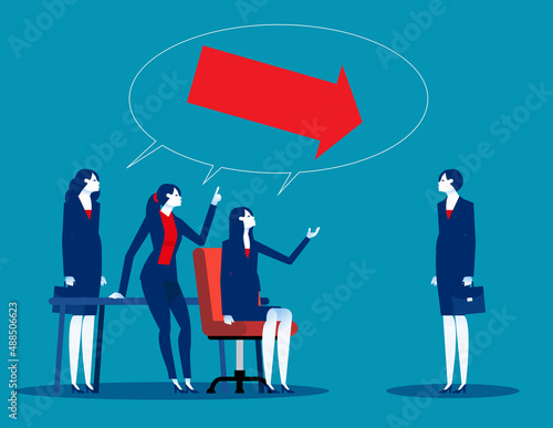 Group people colleagues blaming individual. Business office team concept