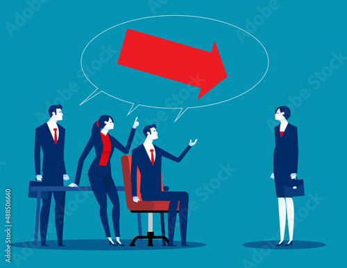 Group people colleagues blaming individual. Business office team concept