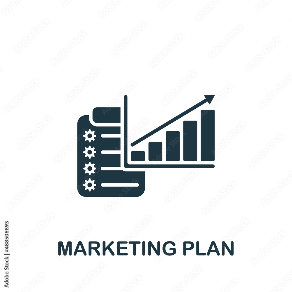 Obraz premium Marketing Plan icon. Monochrome simple icon for templates, web design and infographics