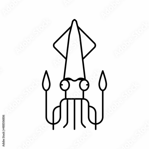 cephalopod squid ocean line icon vector illustration