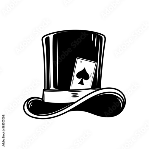 Illustration of vintage hat with ace of spades. Design element for logo, label, sign, poster, card. Vector illustration