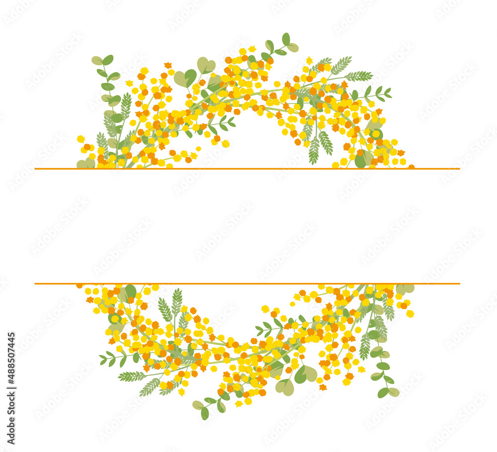 ミモザのリース型フレーム（白）