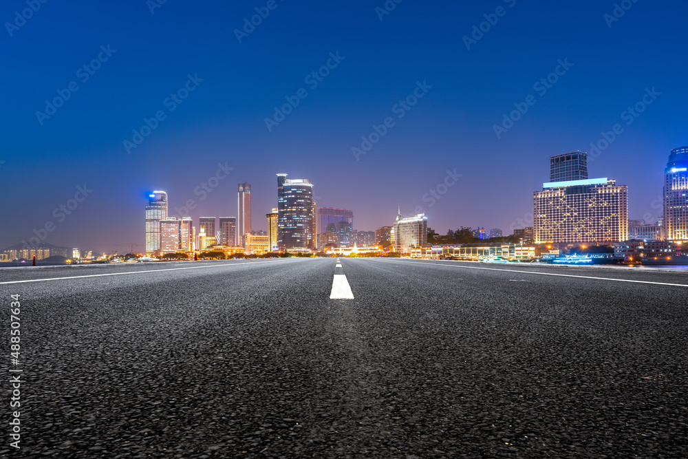 Road and Chinese modern city buildings background Road and Chinese modern city buildings background