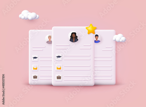 Human resource management and hiring concept. Job interview, recruitment agency vector illustration. 3D Vector Illustrations.