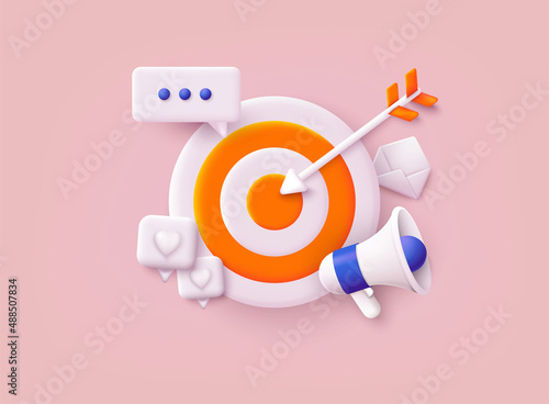 Seo optimization and smm concept. Digital marketing, smm digital web technology. 3D Web Vector Illustrations.
