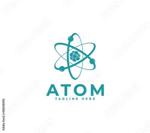 Scientific atom logo, symbol or icon vector image.