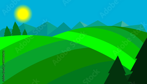 green hills landscape illustration