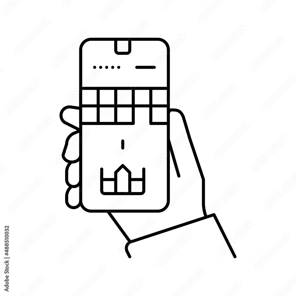 mobile games mens leisure line icon vector illustration