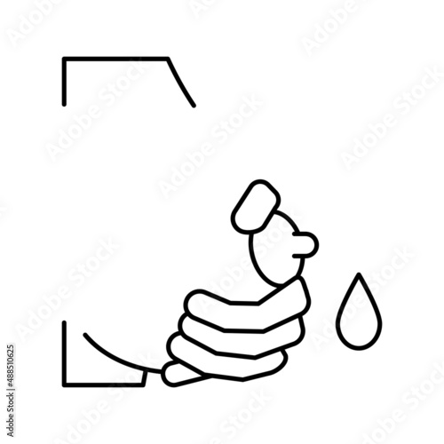 pumpking milk with hand line icon vector illustration